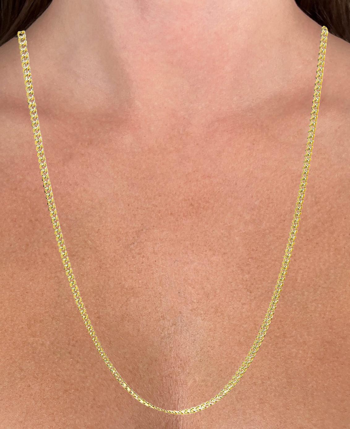 Contemporary 14K Yellow Gold Cuban Chain Necklace 22 Inches For Sale