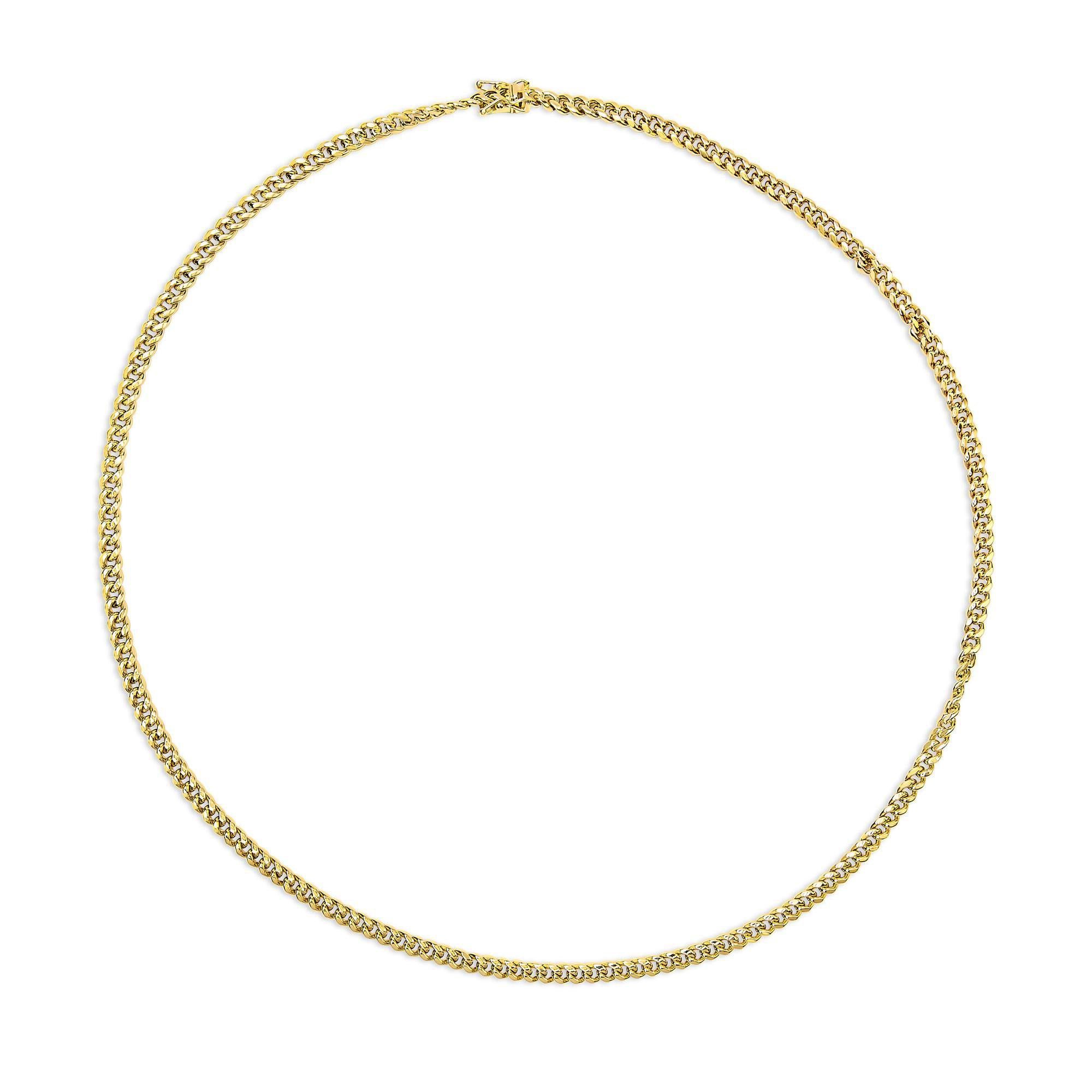 14K Yellow Gold Cuban Chain Necklace 22 Inches In Excellent Condition For Sale In Laguna Niguel, CA