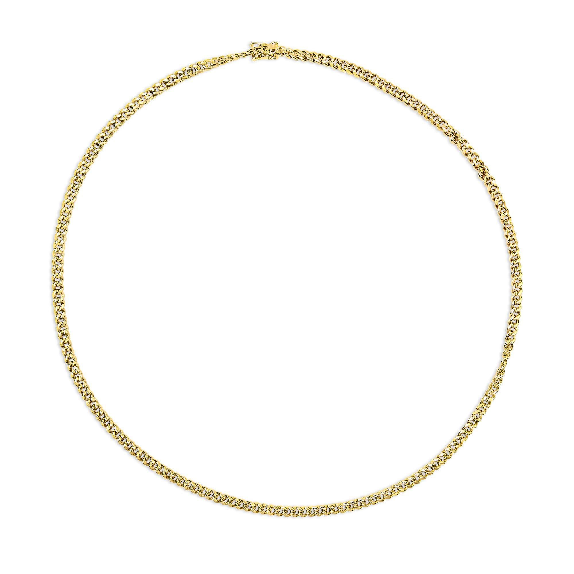 14K Yellow Gold Cuban Chain Necklace 22 Inches In Excellent Condition For Sale In Aliso Viejo, CA