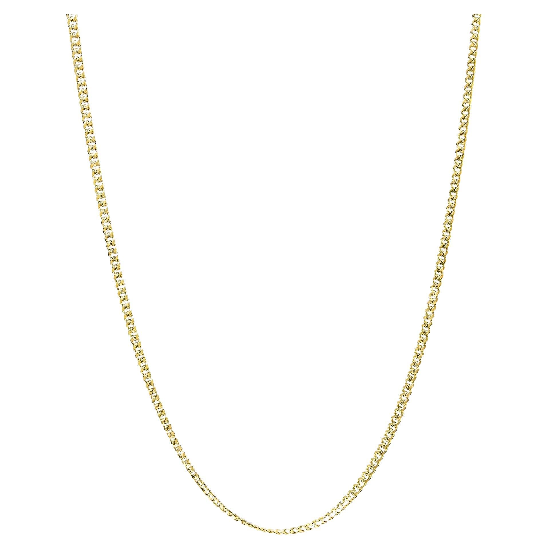14K Yellow Gold Cuban Chain Necklace 22 Inches For Sale