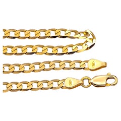 14K Yellow Gold Cuban Curb Link Chain Diamond Cut Necklace 24" Long
