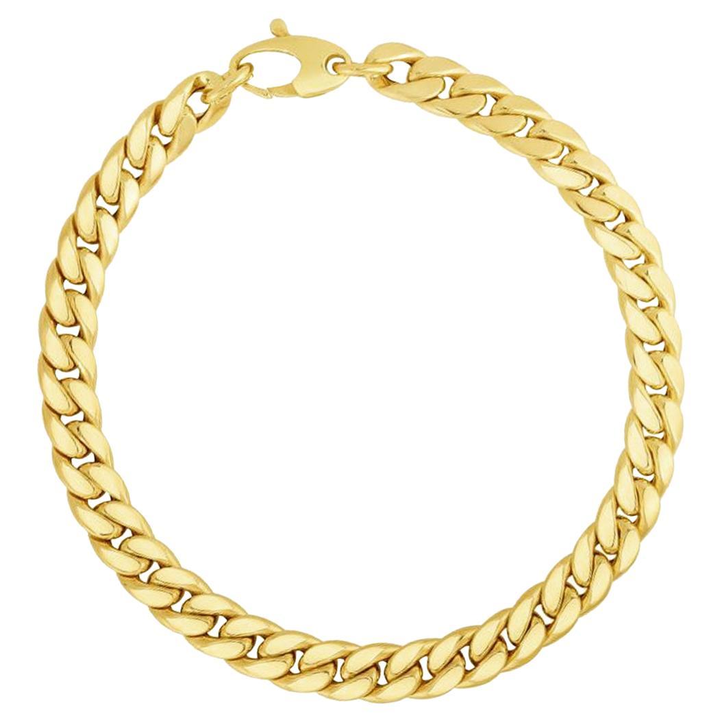 14k Yellow Gold Cuban Link Bracelet For Sale