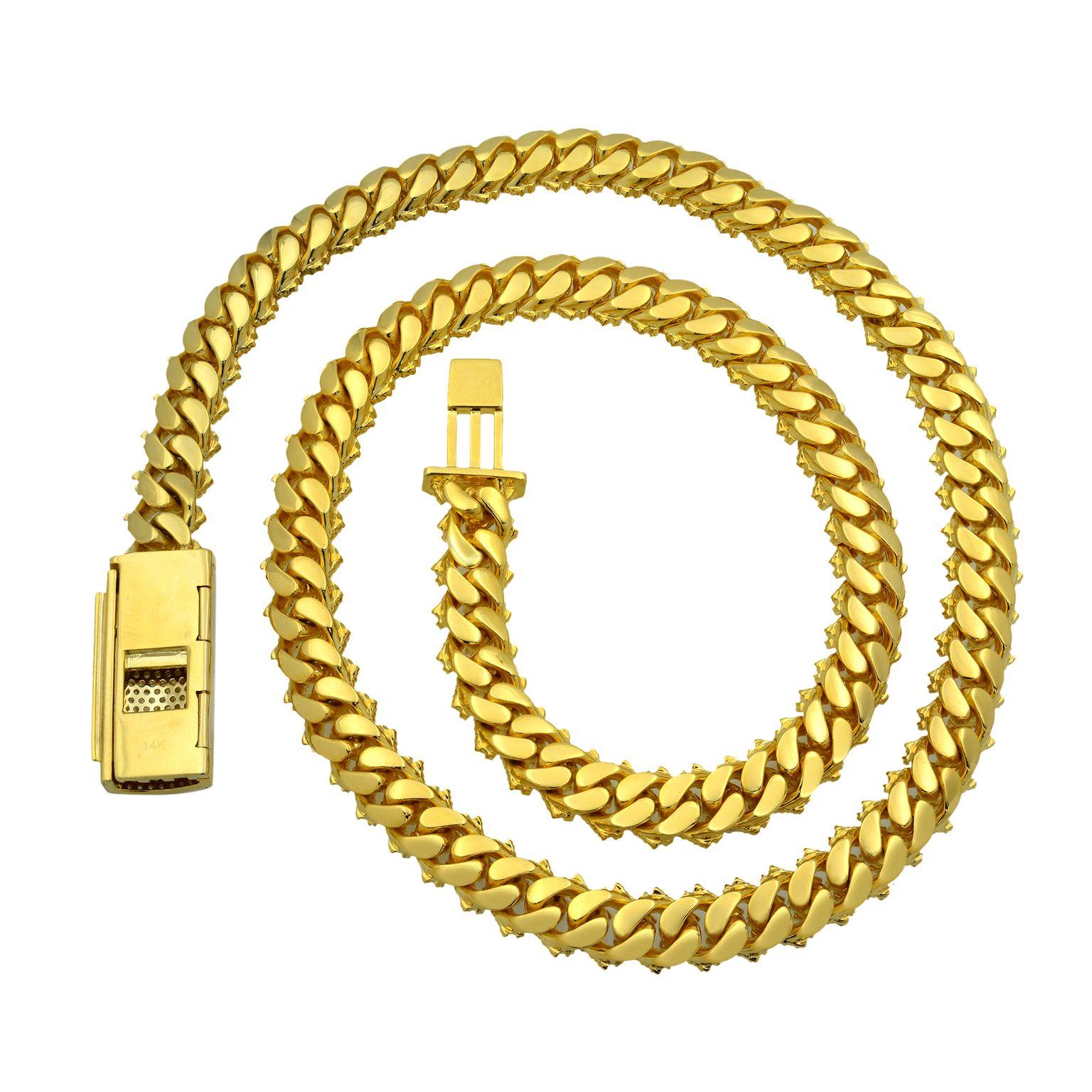 Unisex Diamond Cuban Link Chain necklace in 14K yellow gold. This chain is fully pave set with VS clarity and G-H color tiny round cut diamonds. Total carat weight 15.66. 100% Real gold and diamonds. Weight: 165g. Length: 22.5 inches. Width:
