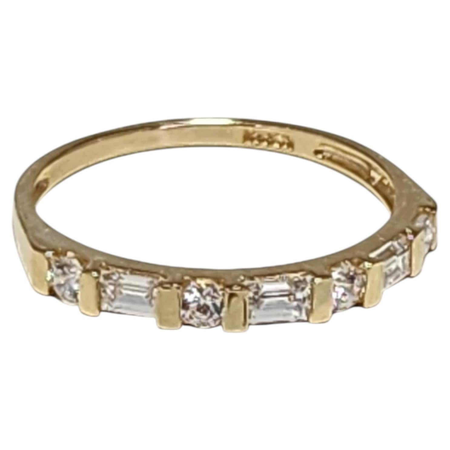 Bague en or jaune 14 carats avec zircone cubique, taille 6 #24123