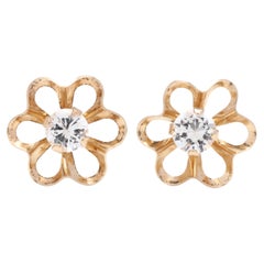 14K Yellow Gold & Cubic Zirconia Flower Stud Earrings