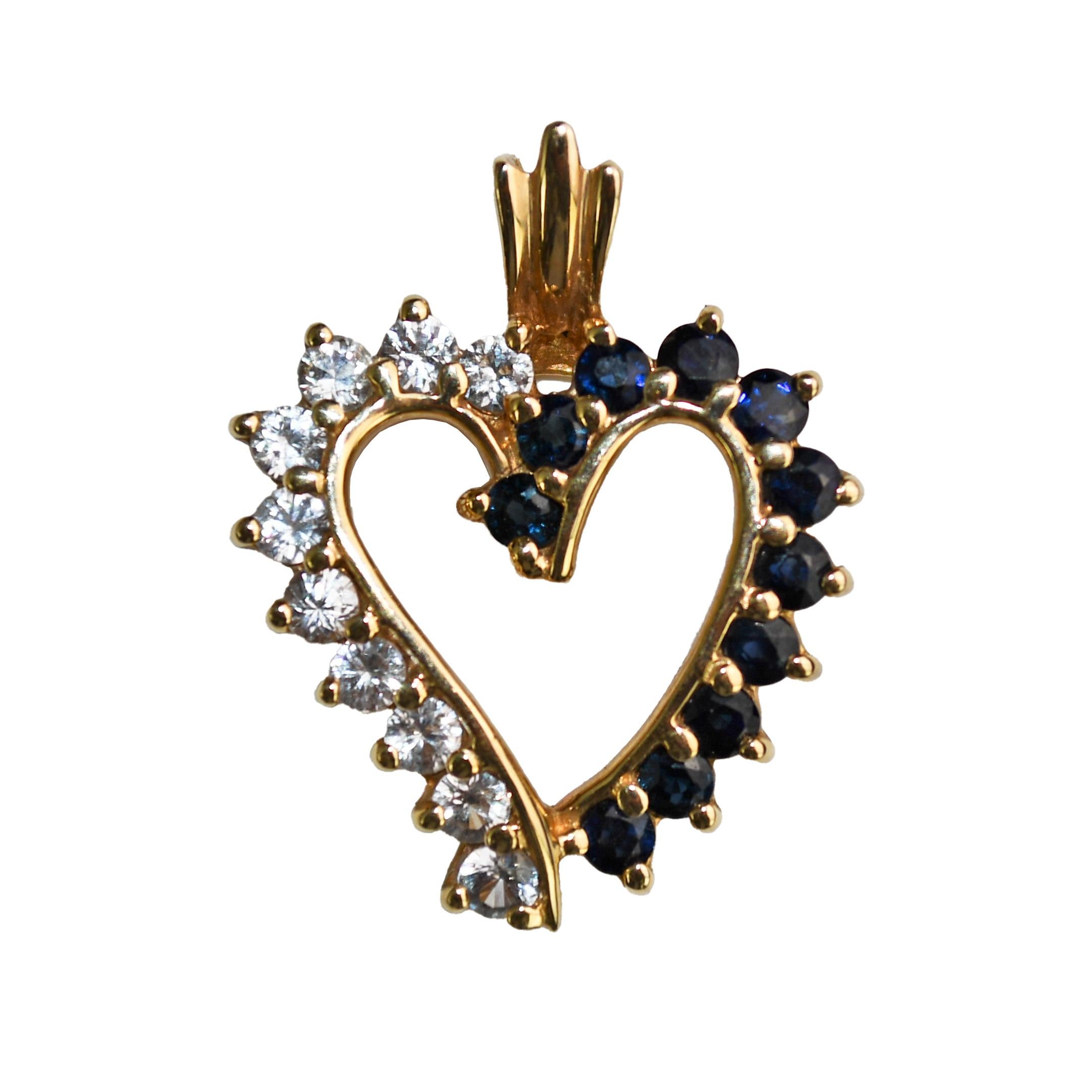 Pendentif coeur en or jaune 14K à zircon cubique 3.9g