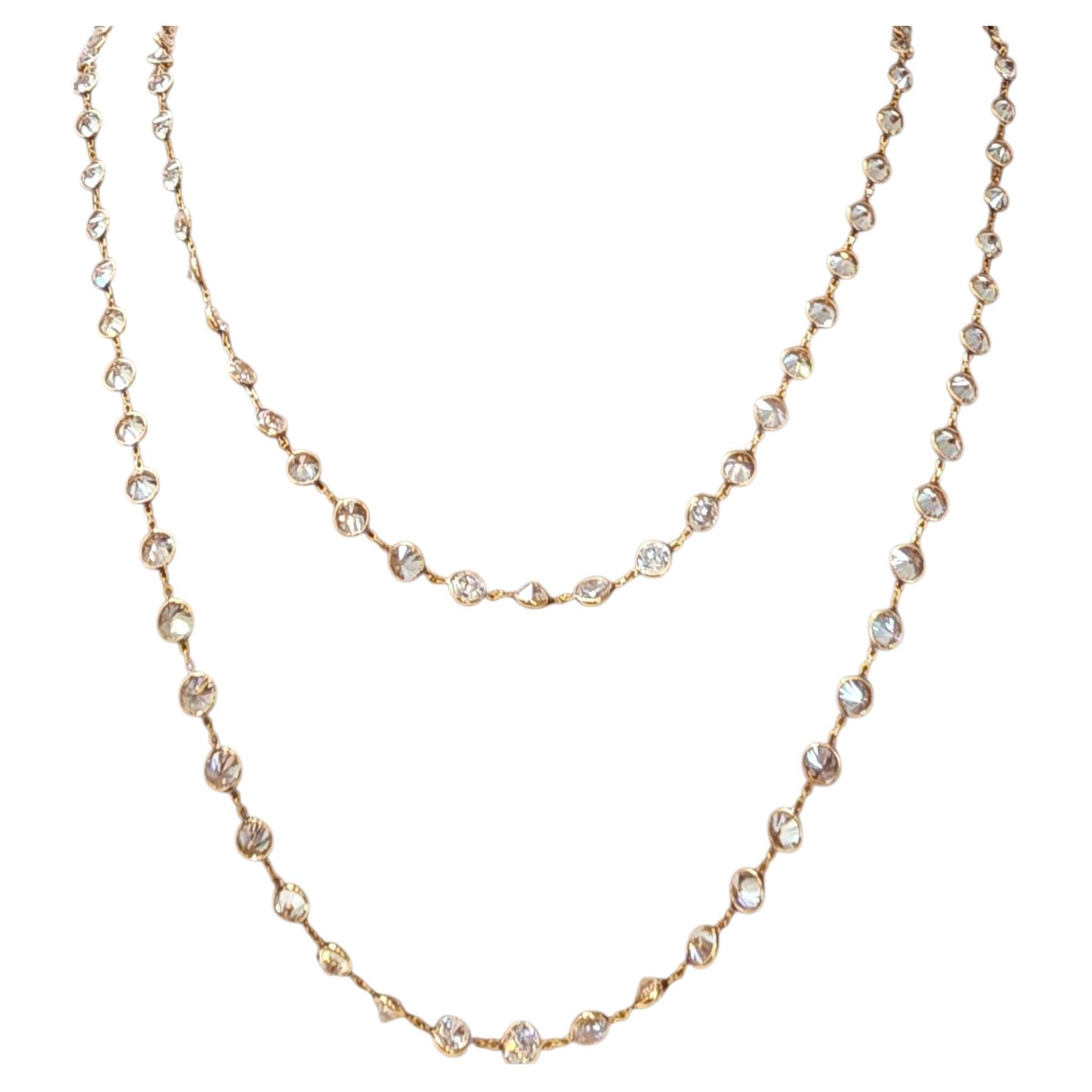 14K Yellow Gold Cubic Zirconia Long Chain Necklace 50" #25633