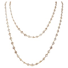 14K Yellow Gold Cubic Zirconia Long Chain Necklace 50" #25633