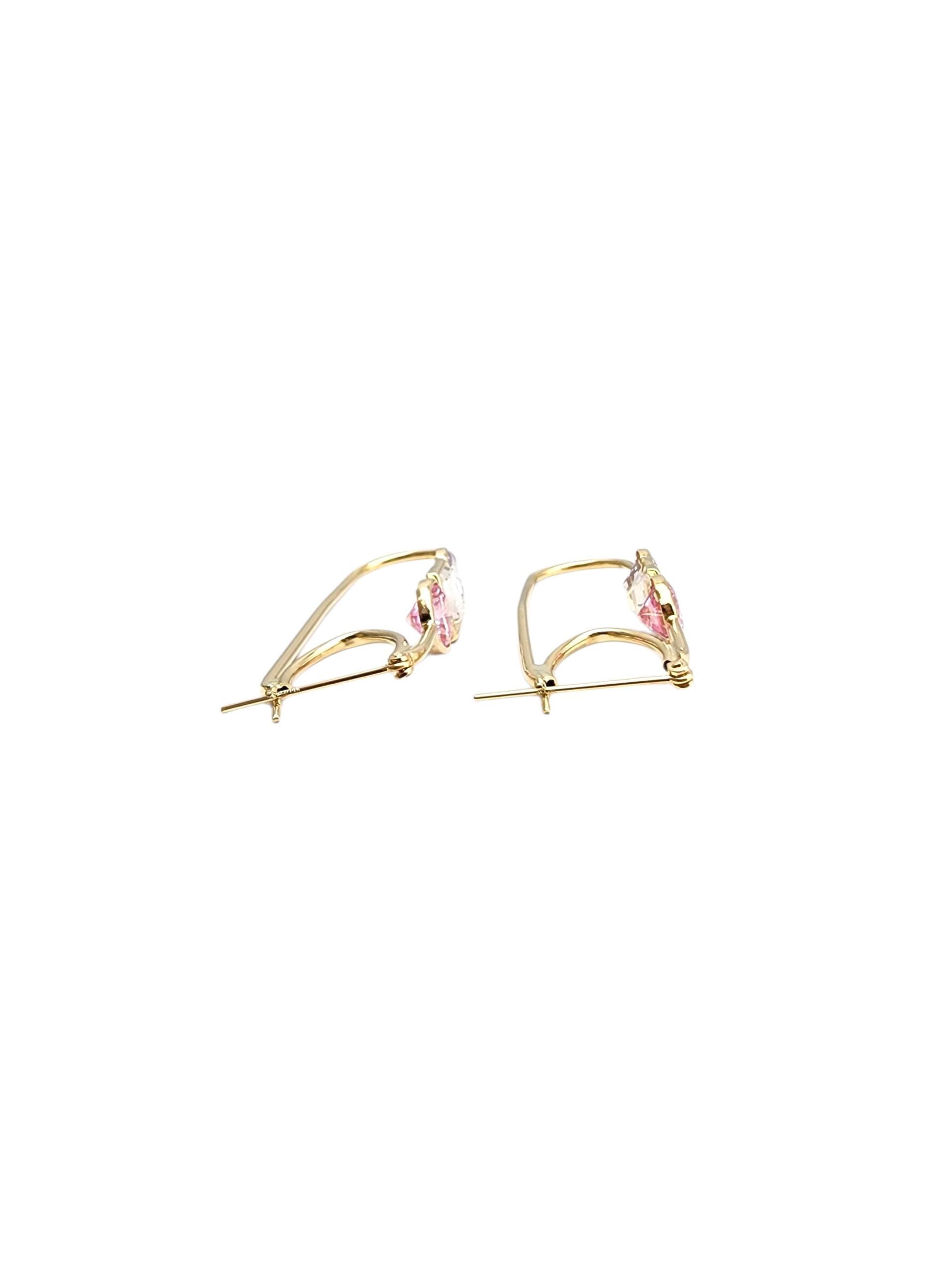 Pendientes de aro ovalados con circonita cúbica de oro amarillo de 14 quilates #22743 en venta 1