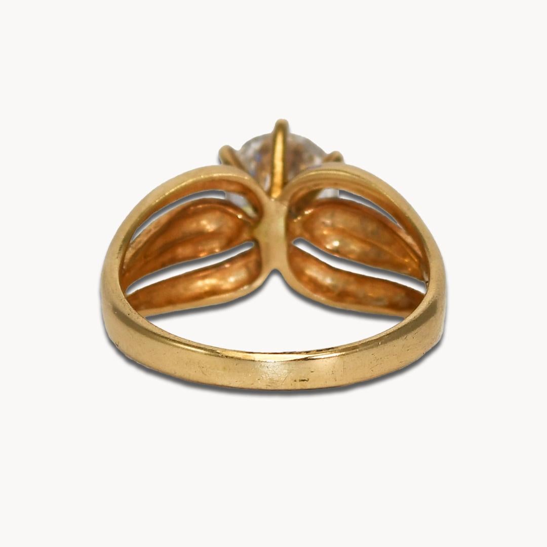 Bague en or jaune 14K à zircon cubique 4.3g Unisexe en vente