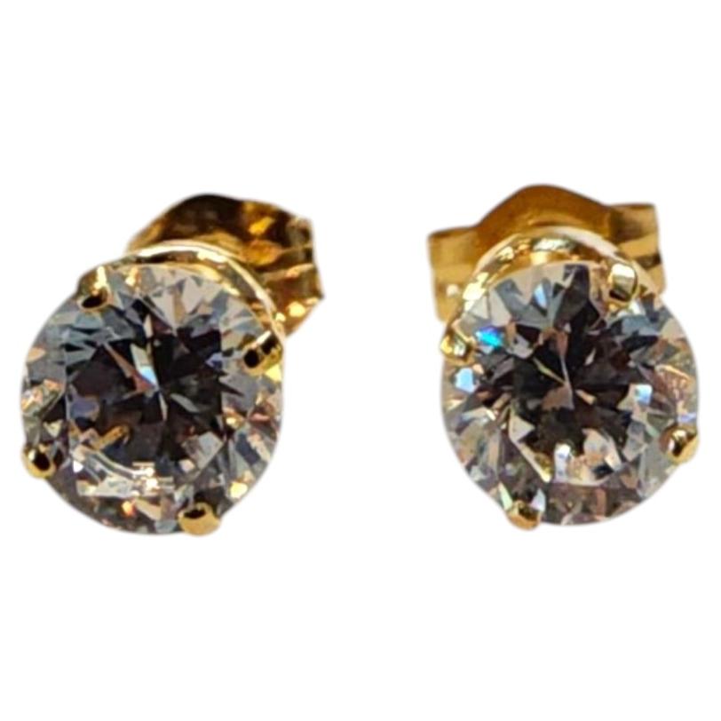 14K Yellow Gold Cubic Zirconia Stud Earrings #25460