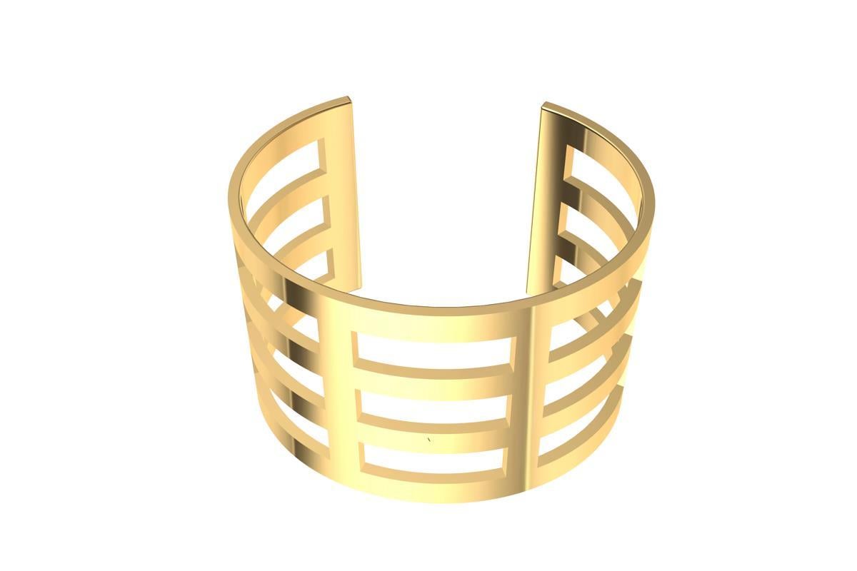 14 Karat  Yellow Gold Cuff Bracelet For Sale 3