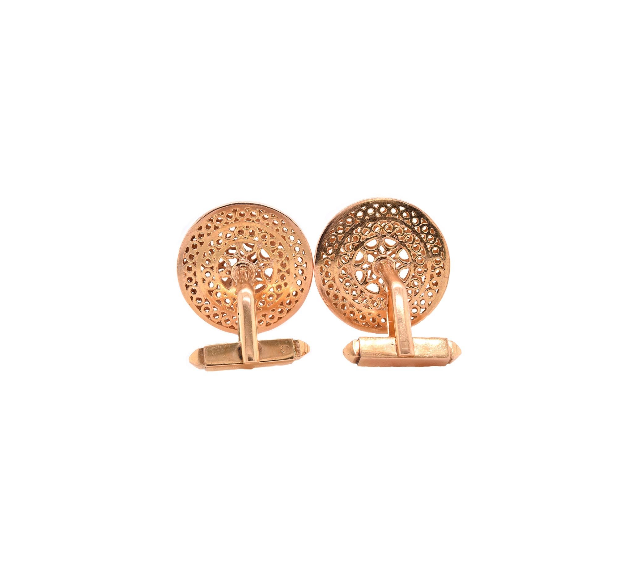 14k Yellow Gold Cufflinks In Excellent Condition For Sale In Scottsdale, AZ