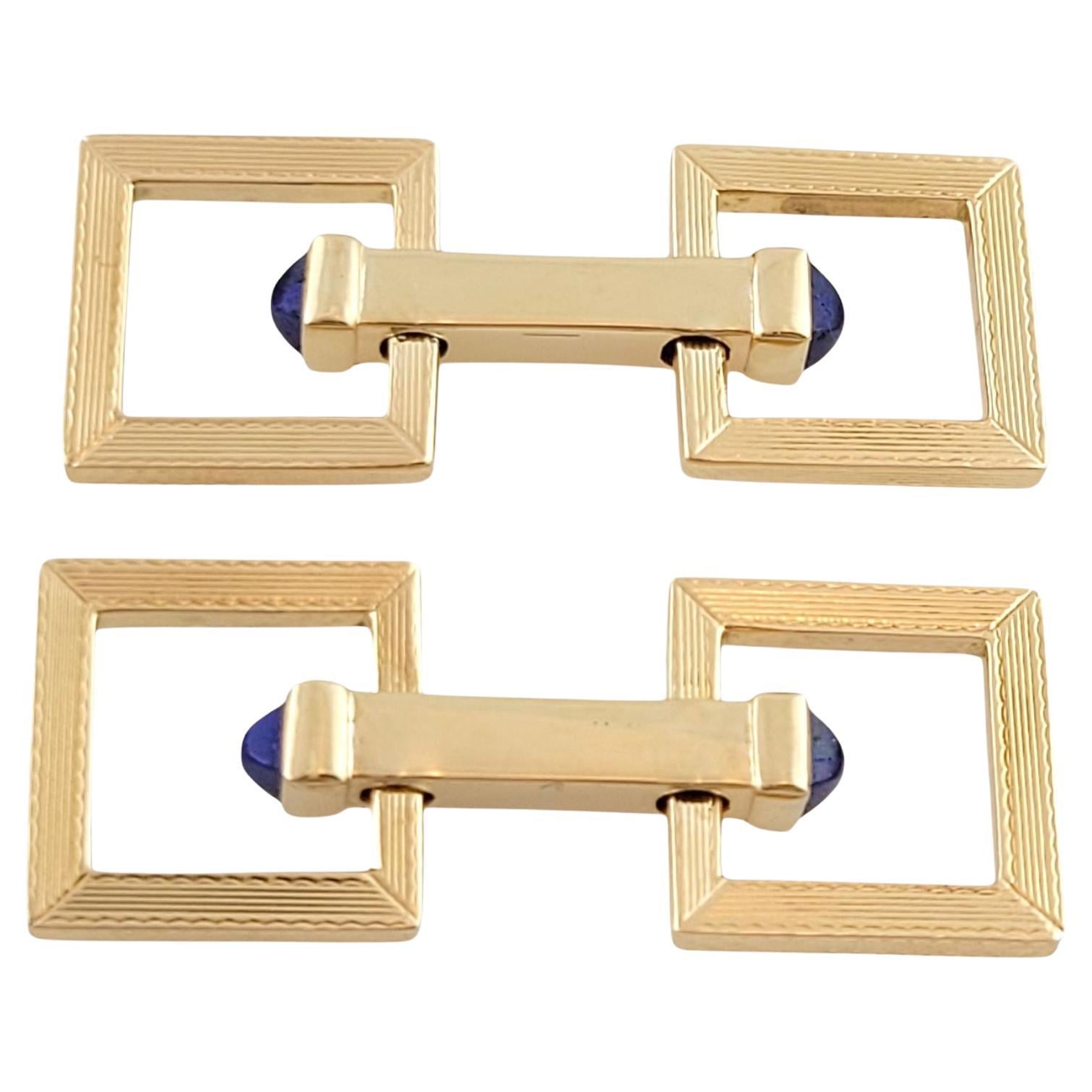 14K Yellow Gold Cufflinks with Blue Stones