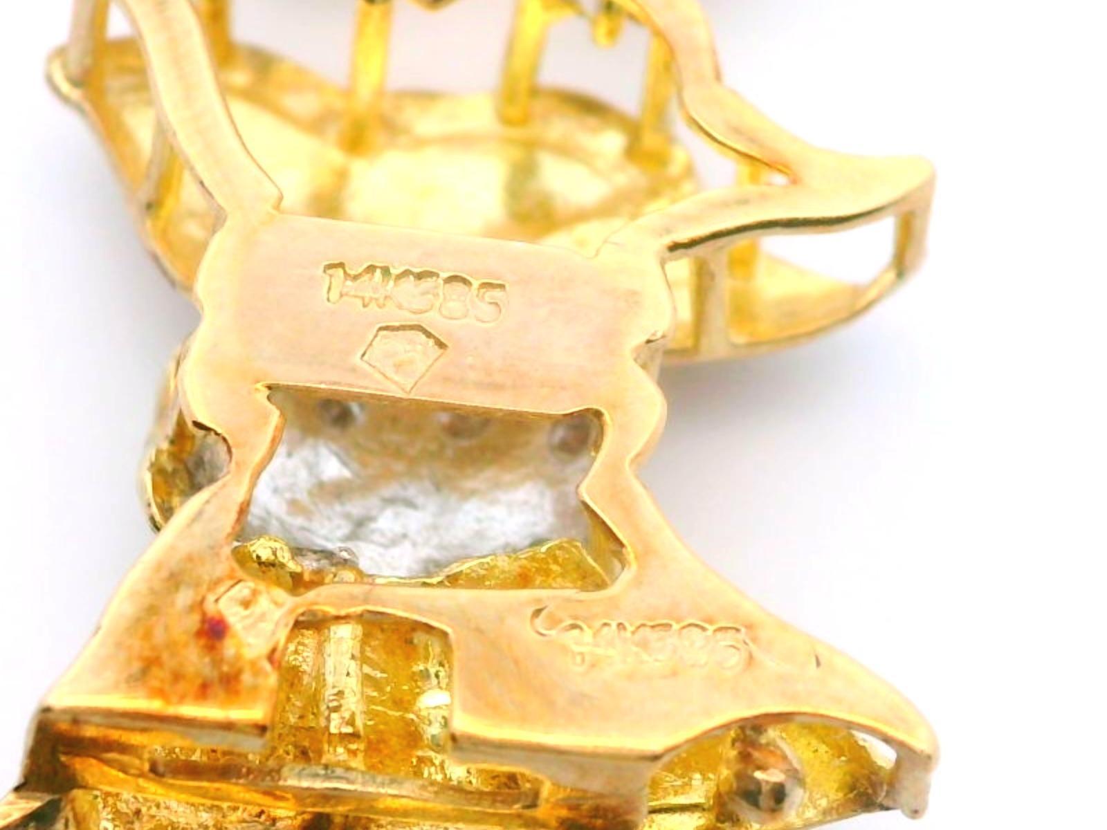 Bracciale con doppio filo di perle coltivate in oro giallo 14k con chiusura a diamante in vendita 4