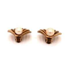 Boucles d'oreilles en or jaune 14 carats et perles de culture