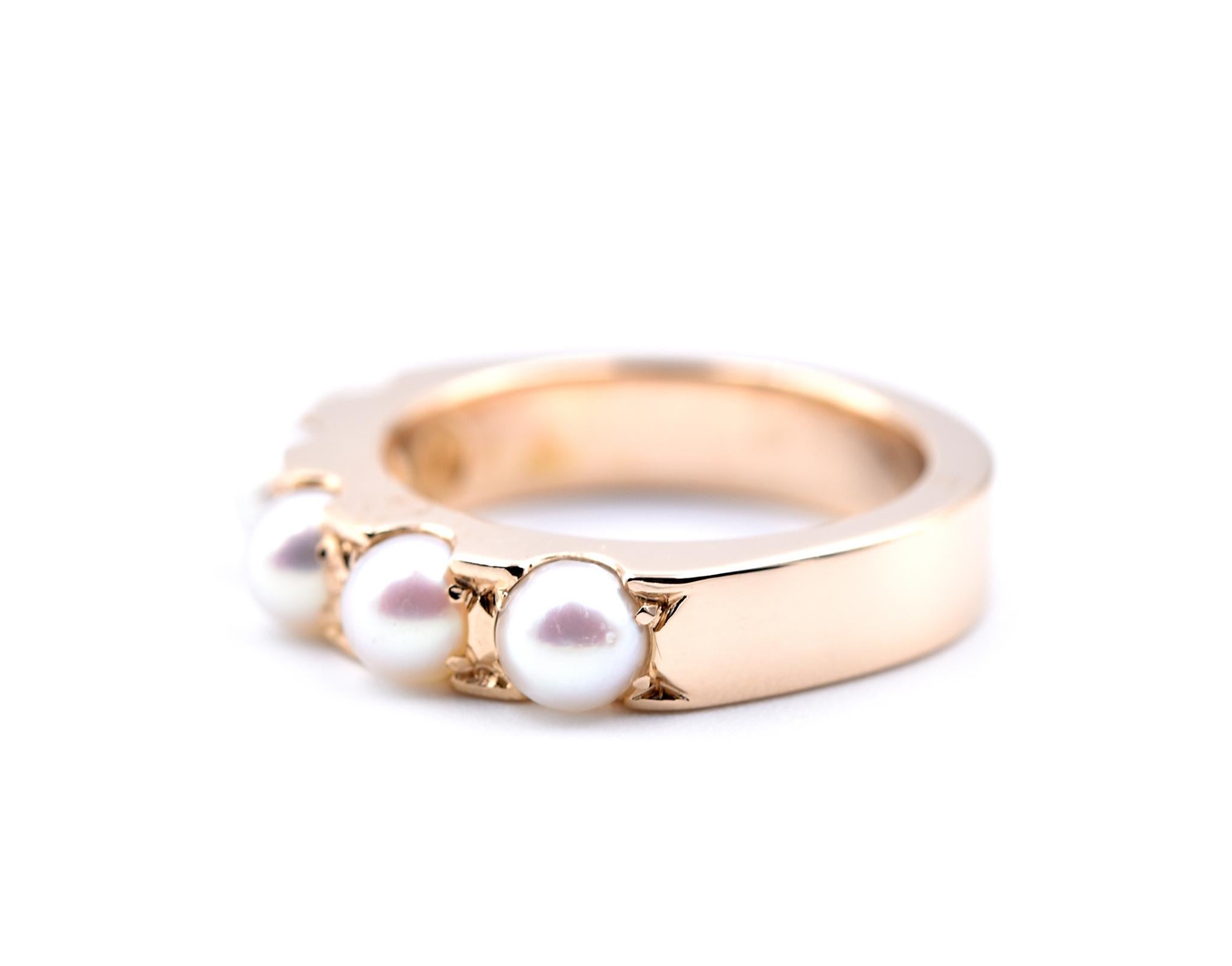 14 Karat Yellow Gold Cultured Pearl Ring In Excellent Condition In Scottsdale, AZ