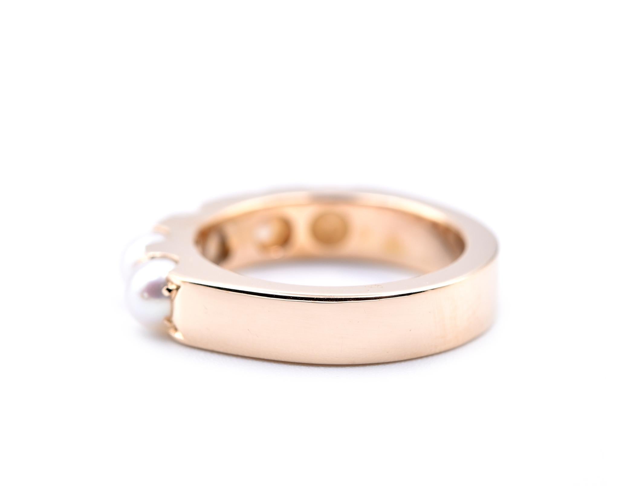 Women's or Men's 14 Karat Yellow Gold Cultured Pearl Ring
