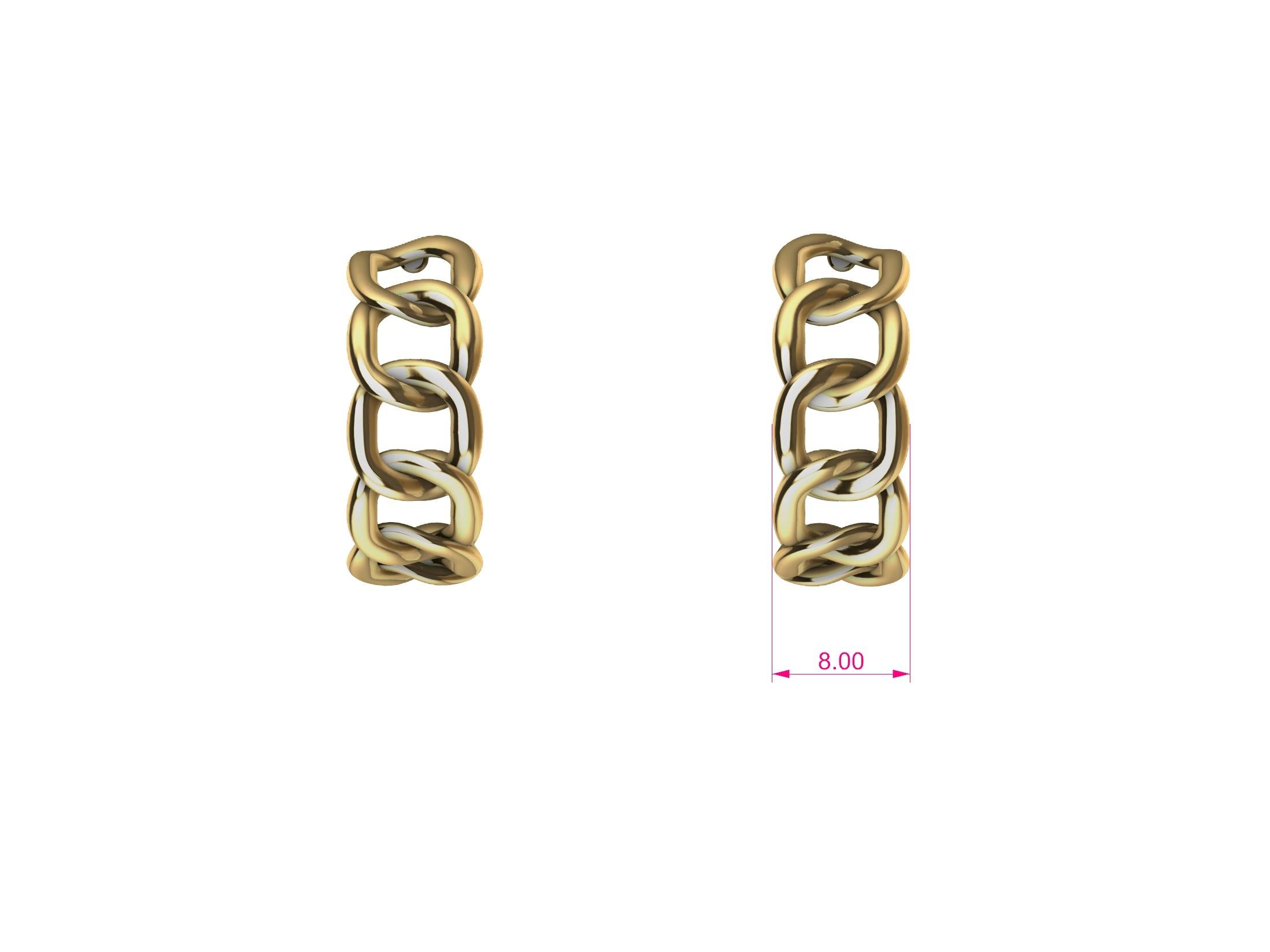 14 Karat Yellow Gold Curb Chain Hoops For Sale 1