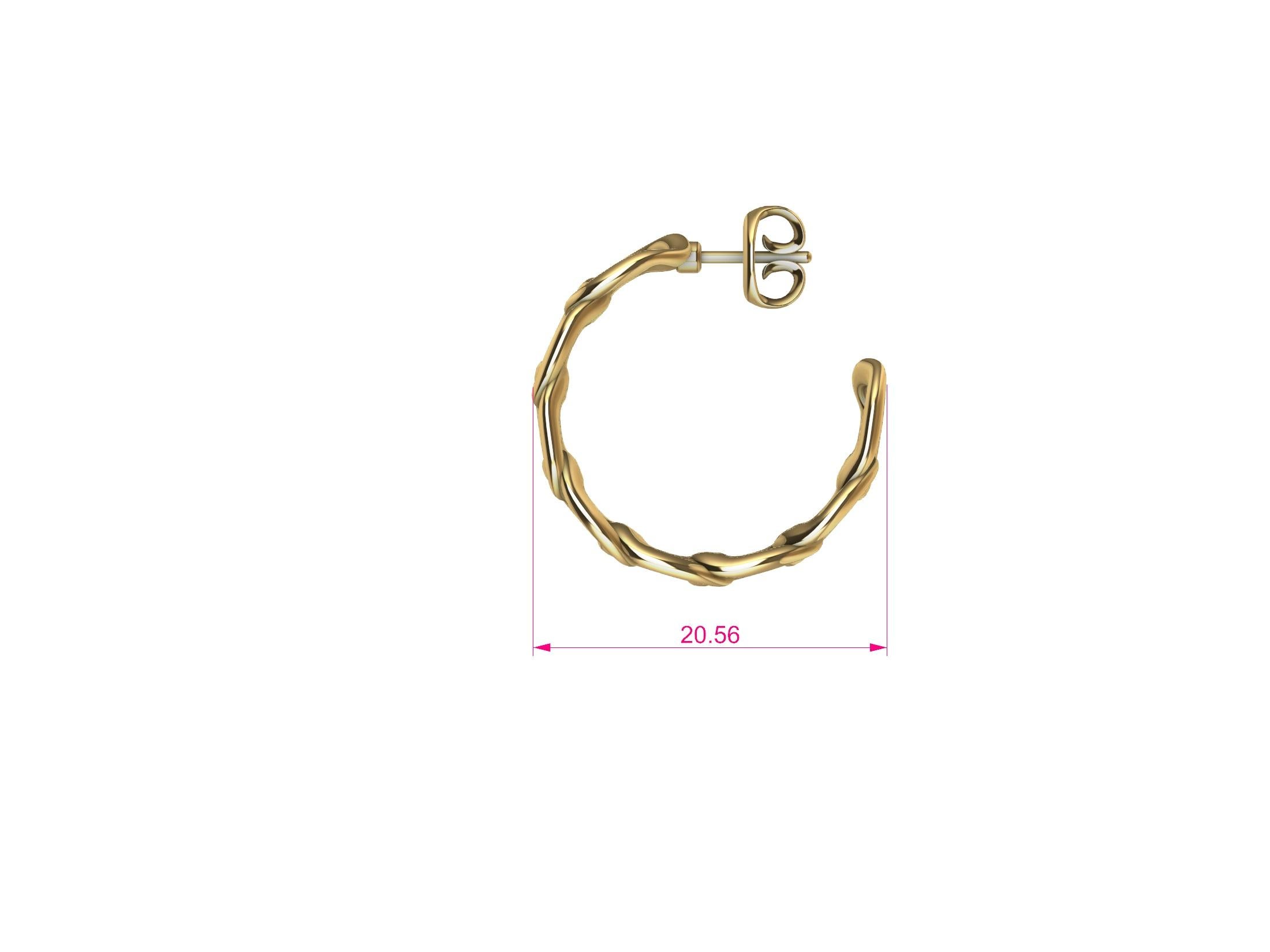14 Karat Yellow Gold Curb Chain Hoops For Sale 2
