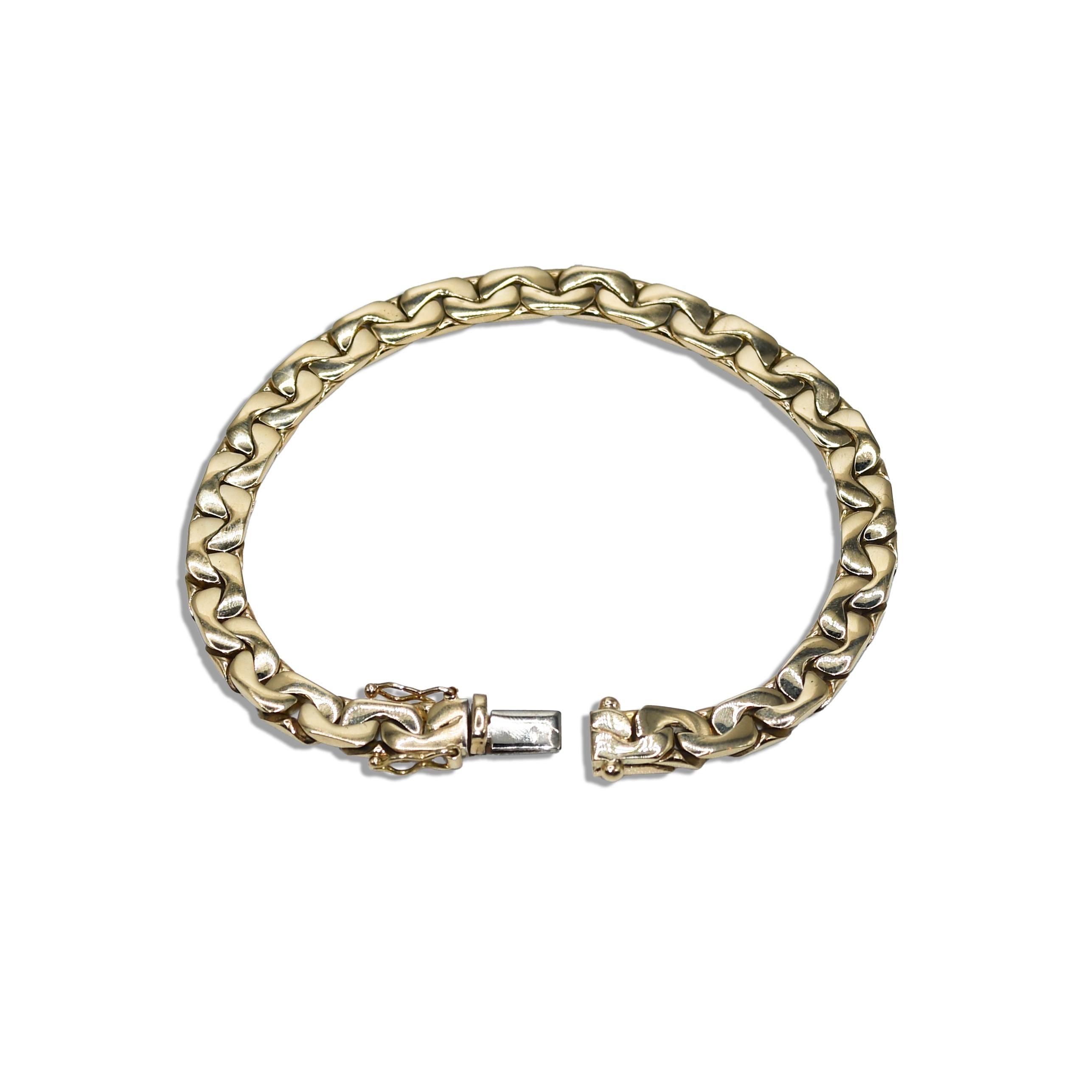 14K Yellow Gold Curb Link Bracelet For Sale 2
