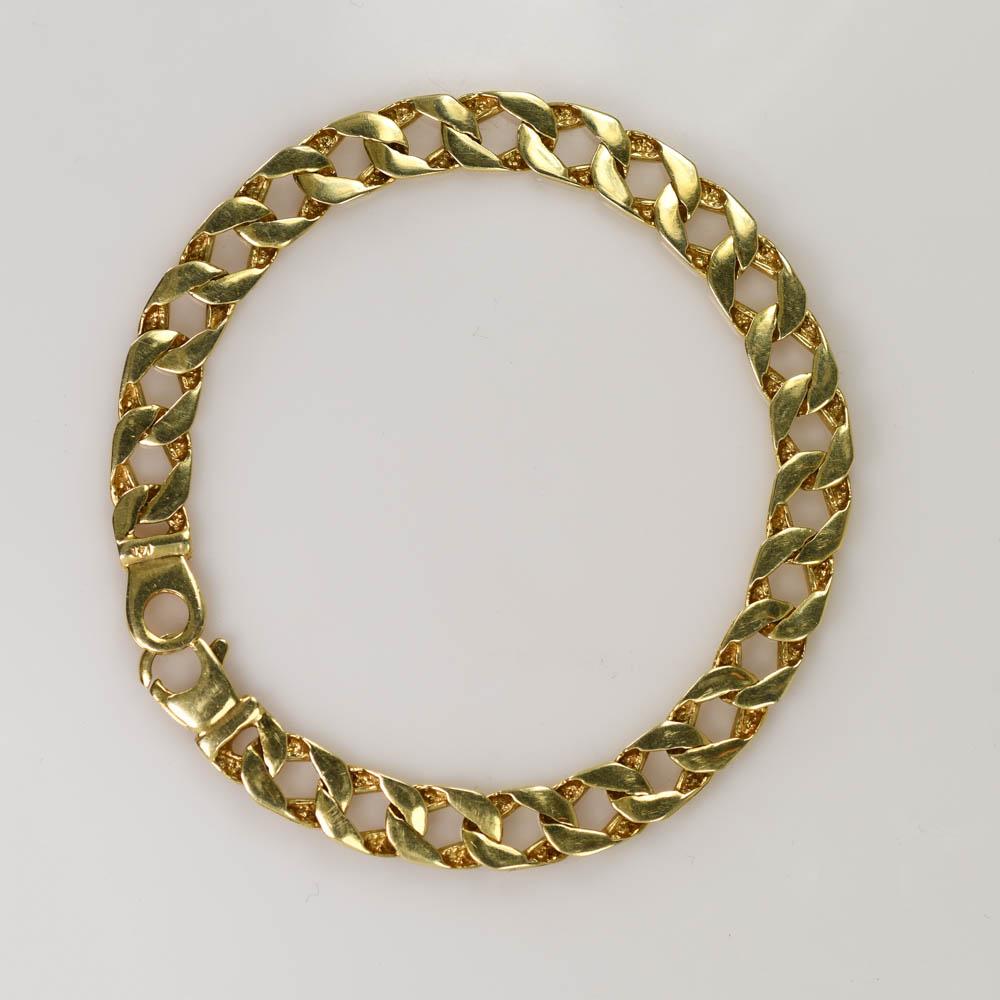 Bracelet à maillons courbes en or jaune 14 carats, 17,7 g Excellent état - En vente à Laguna Beach, CA