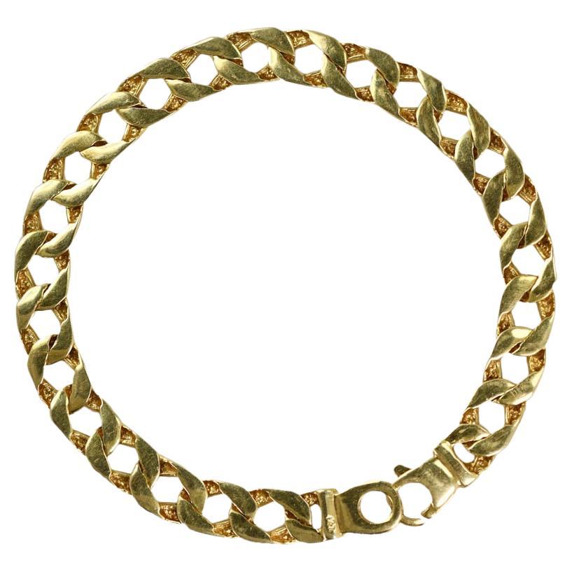 14K Yellow Gold Curb Link Chain Bracelet, 17.7gr For Sale