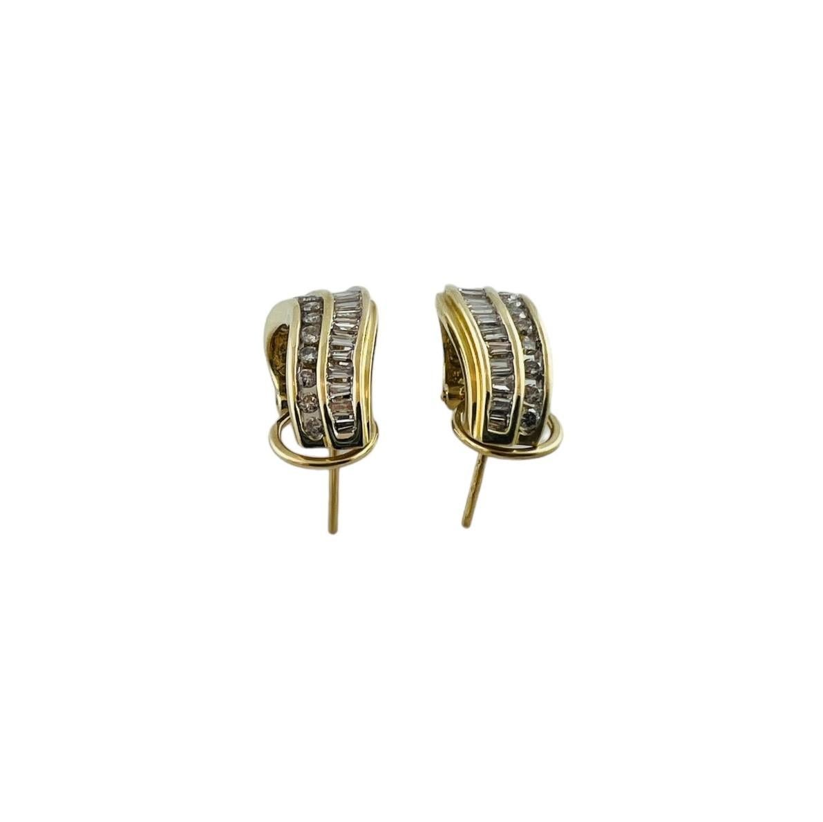  14K Yellow Gold Curved Diamond Huggies Earrings For Sale 5