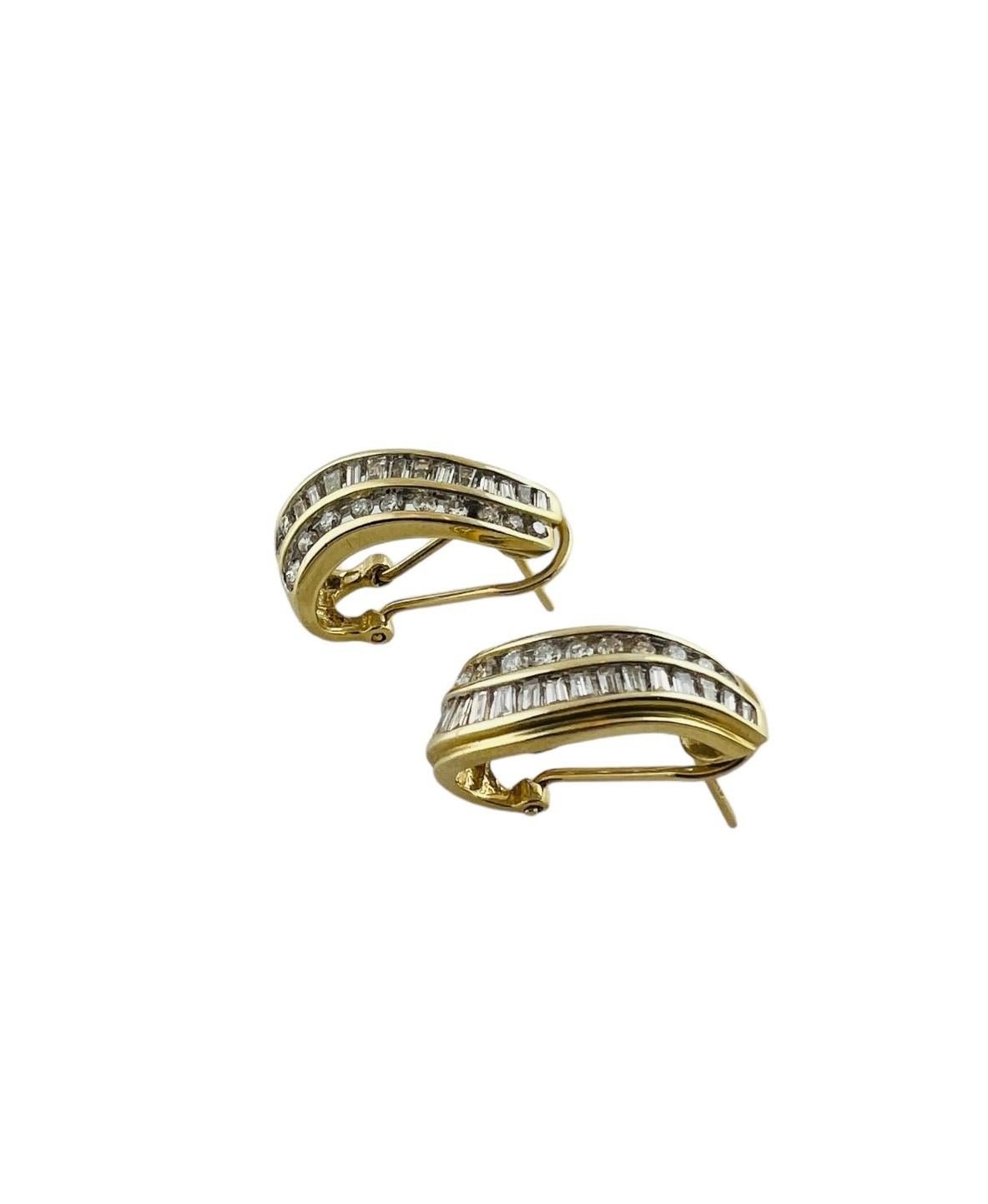  14K Yellow Gold Curved Diamond Huggies Earrings For Sale 6
