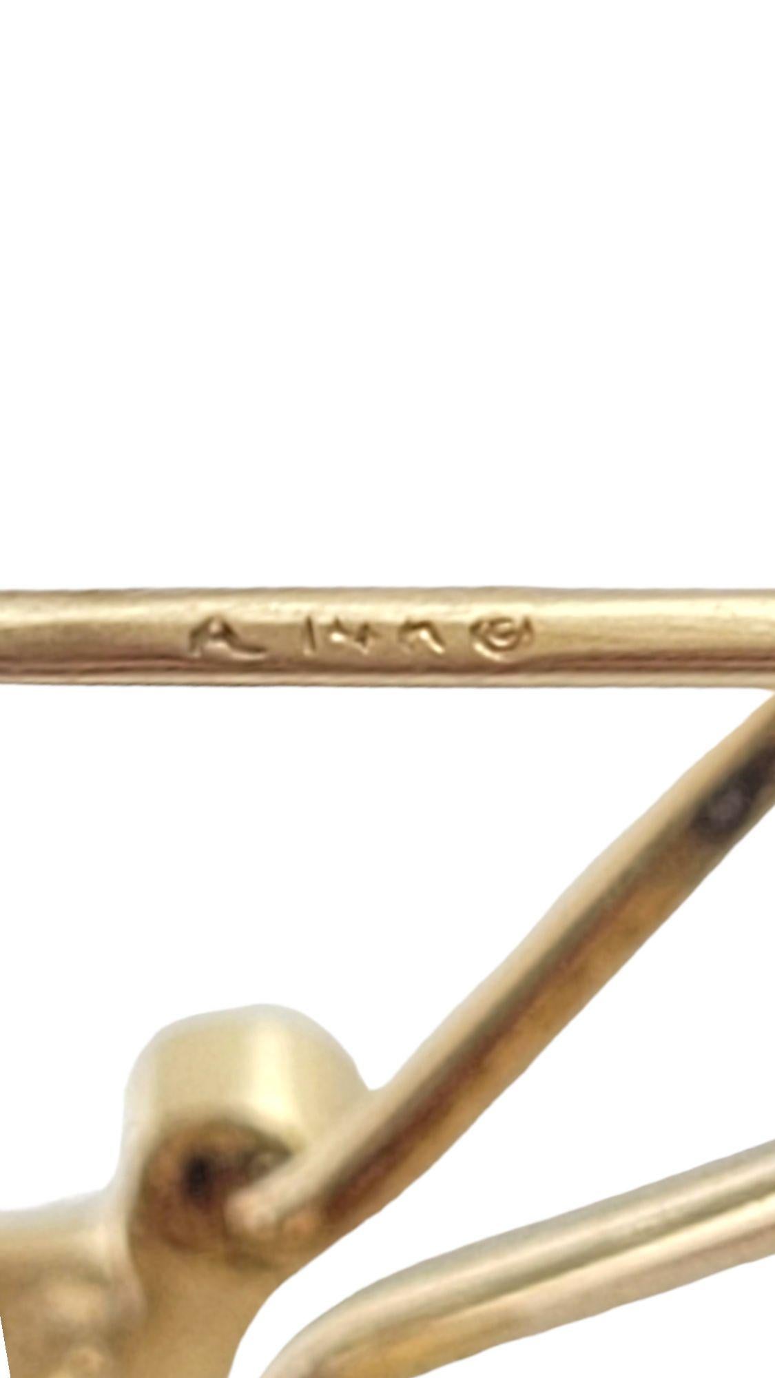 Women's 14K Yellow Gold Curved Diamond Huggies Earrings For Sale