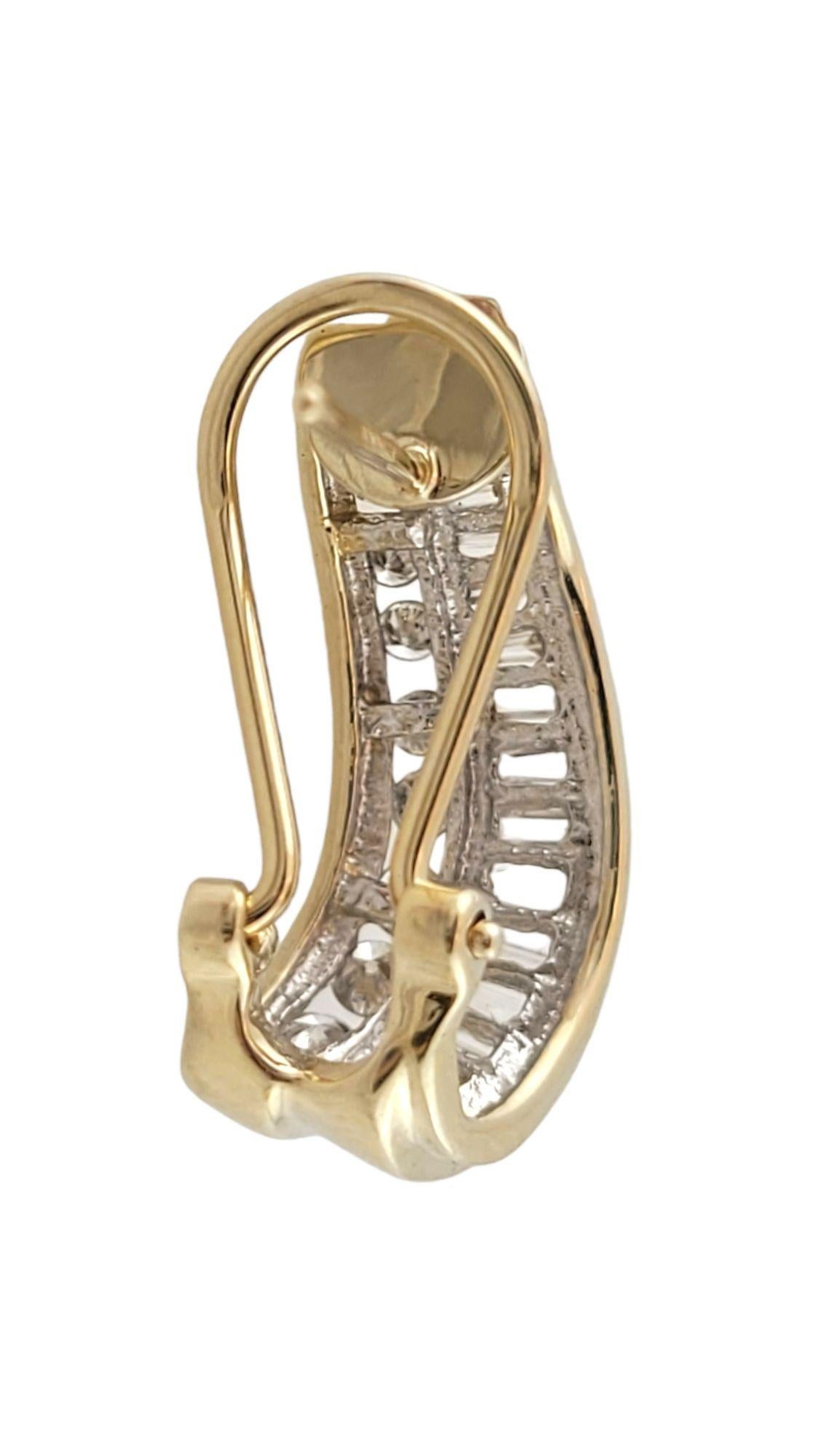  14K Yellow Gold Curved Diamond Huggies Earrings For Sale 1
