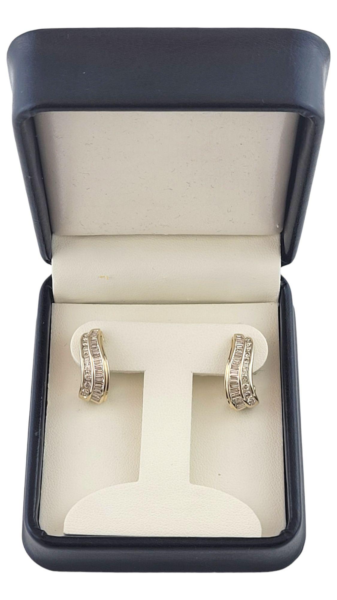  14K Yellow Gold Curved Diamond Huggies Earrings For Sale 2