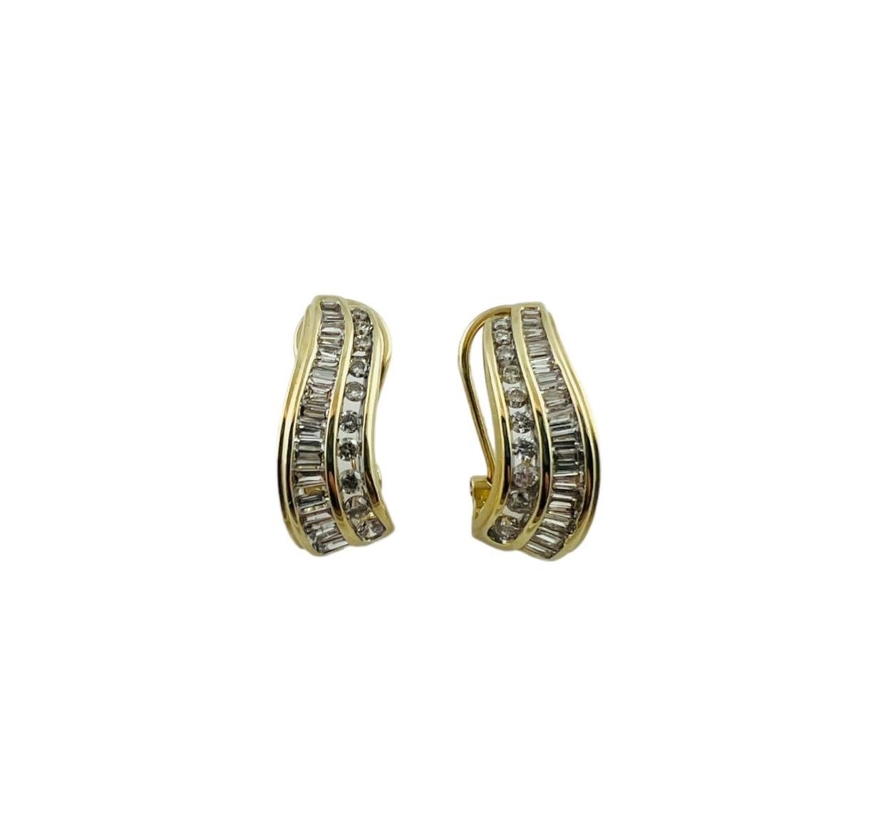  14K Yellow Gold Curved Diamond Huggies Earrings For Sale 3