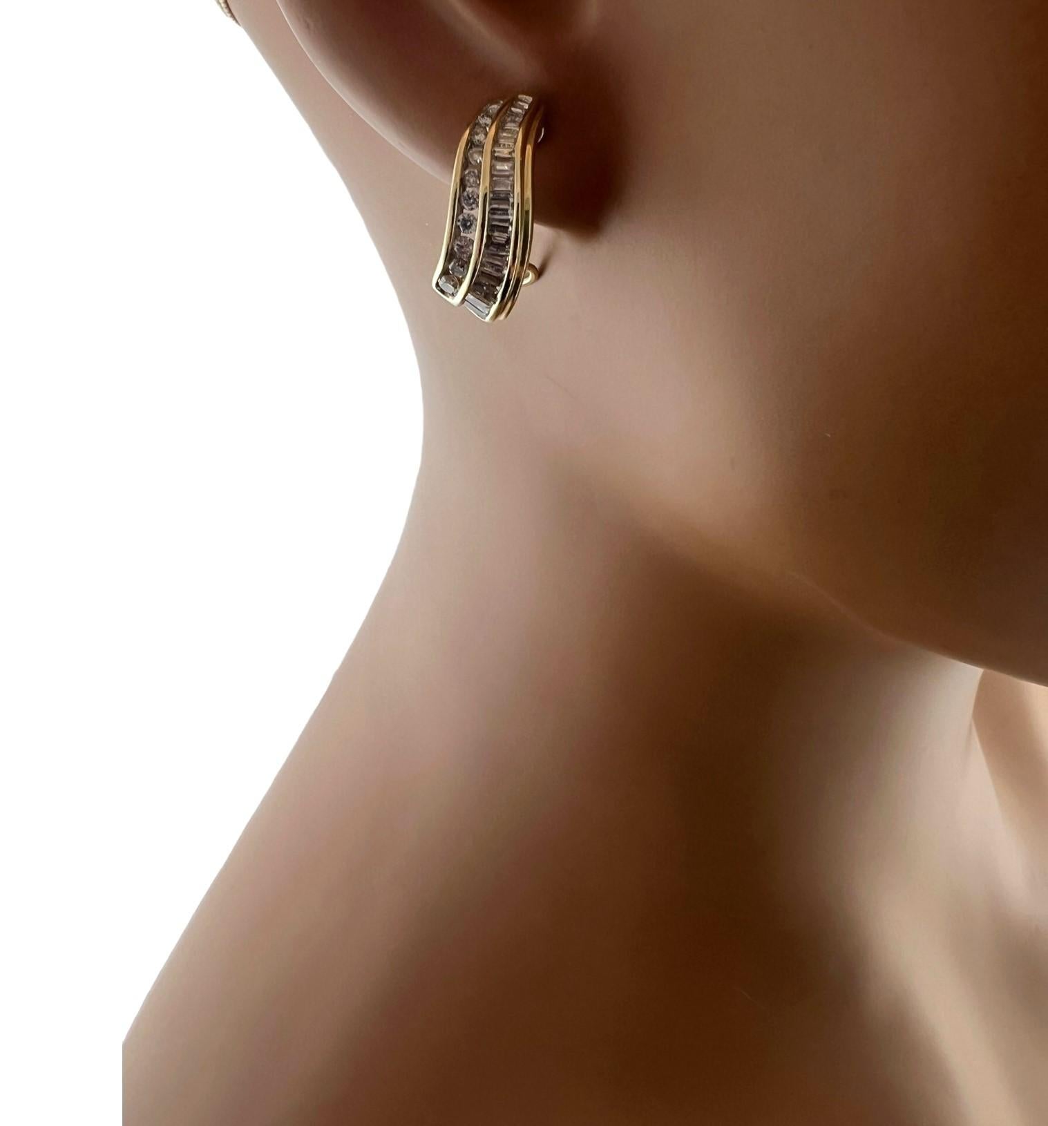  14K Yellow Gold Curved Diamond Huggies Earrings For Sale 4