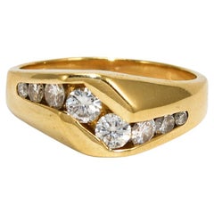 14K Yellow Gold Curved Diamond Ring