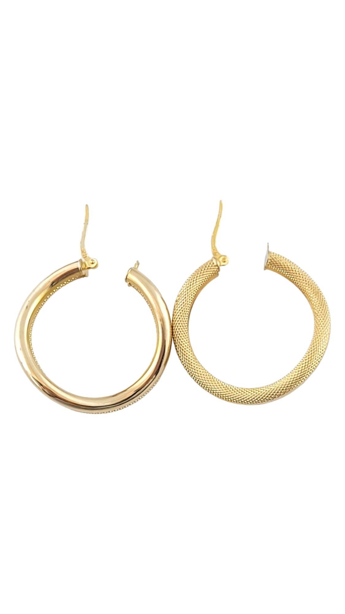 14K yellow Gold Curved Textured Hoop Earrings #14493 For Sale 1