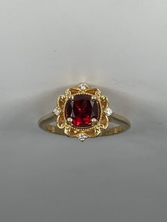 14K Yellow Gold Cushion 1.40 CTW Spinel with Diamonds