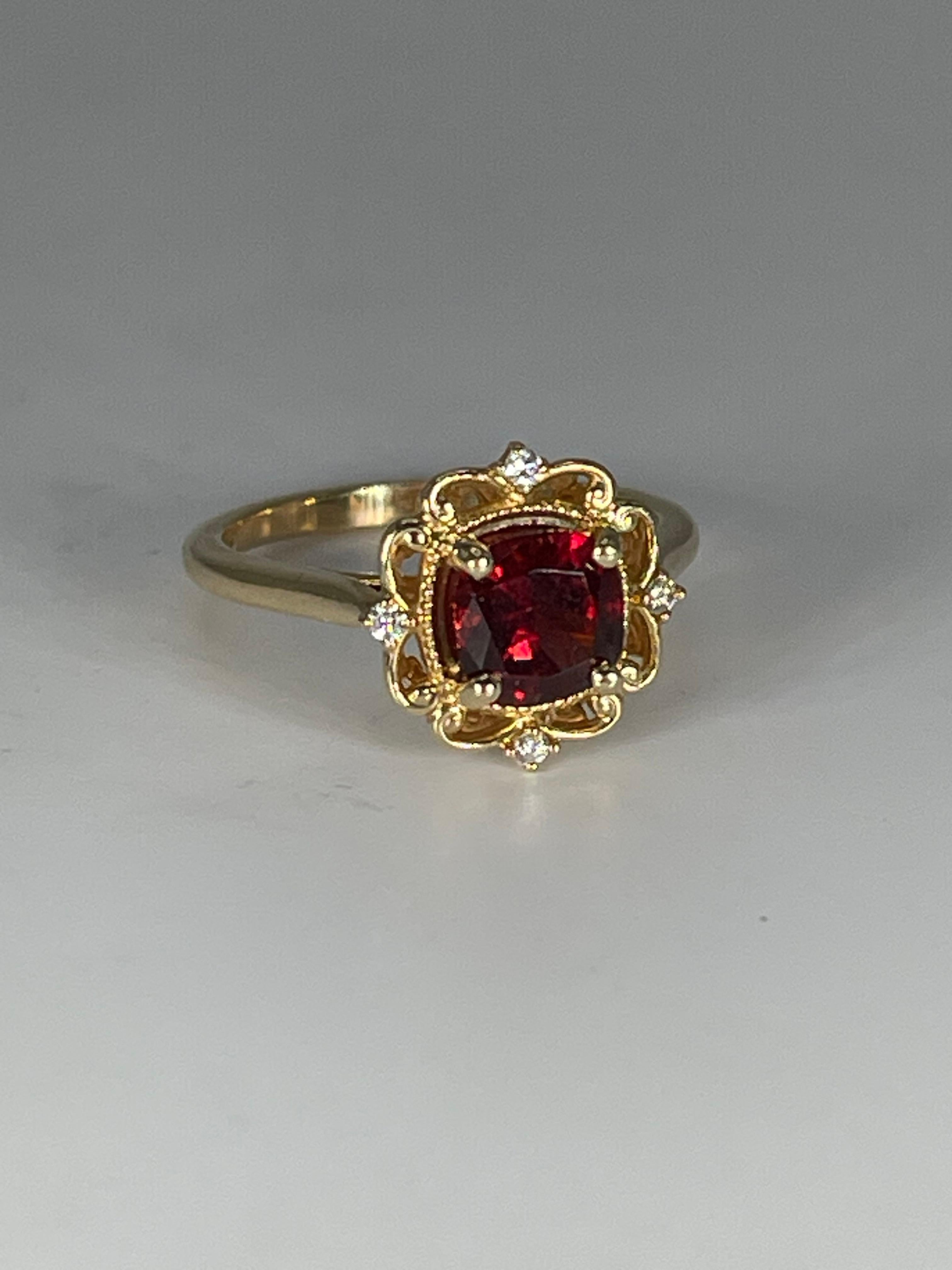 Cushion Cut 14K Yellow Gold Cushion 1.40 CTW Spinel with Diamonds  For Sale