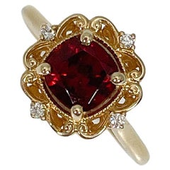 14K Yellow Gold Cushion 1.40 CTW Spinel with Diamonds 