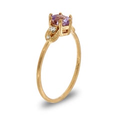 14 Karat Gold Cushion Lavender Vintage Rustic Diamond Ring Center-2/3 Carat