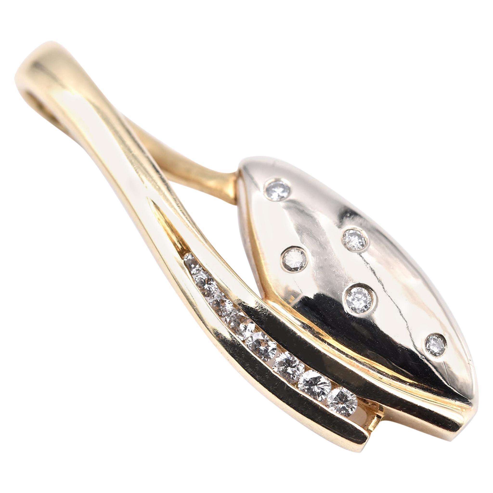 14 Karat Yellow Gold Custom Diamond Omega Slide Pendant