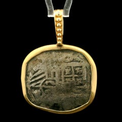 14k Yellow Gold Custom Frame Ancient Silver Coin Enhancer Pendant