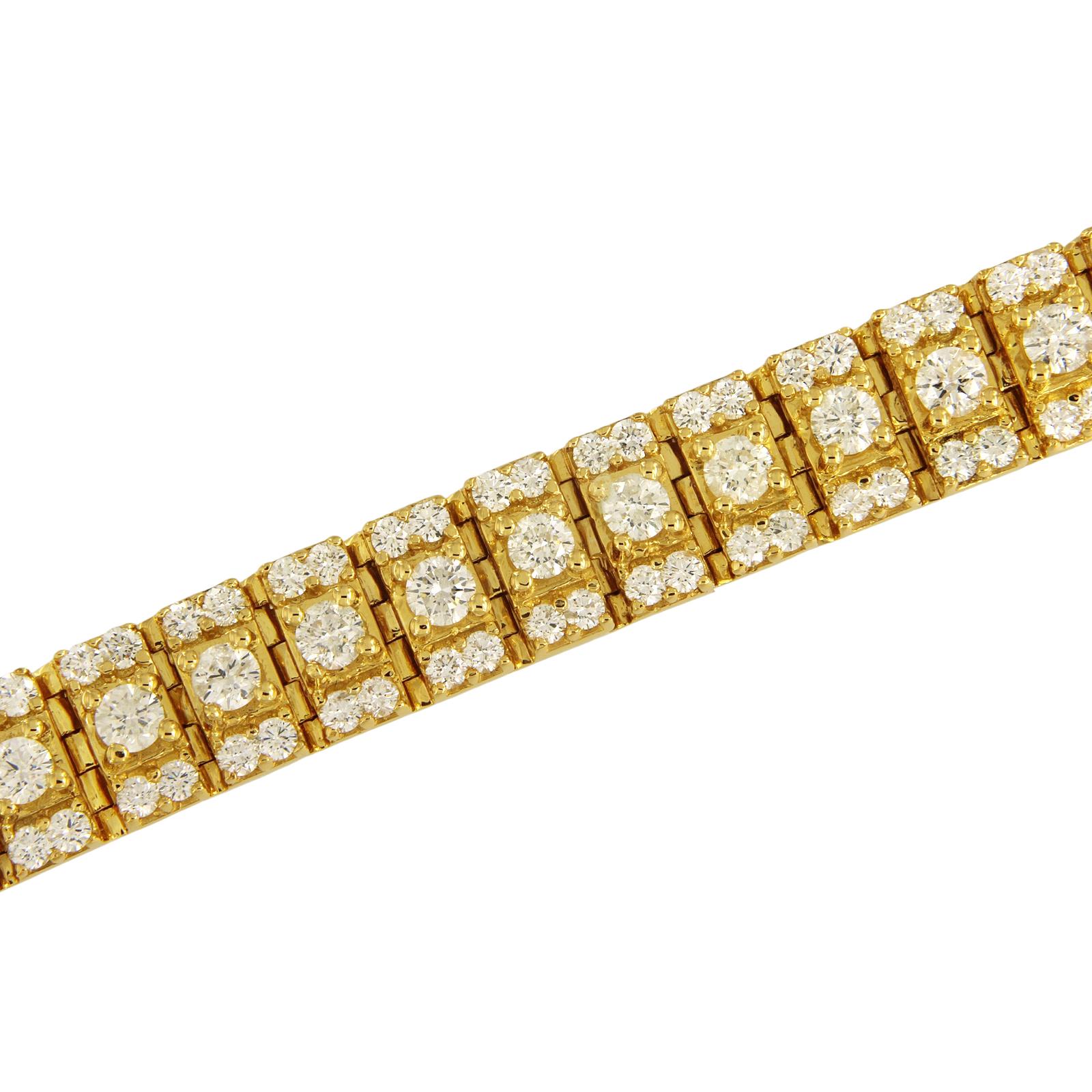 14K Yellow Gold Custom Made Bracelet with Diamonds For Sale 1