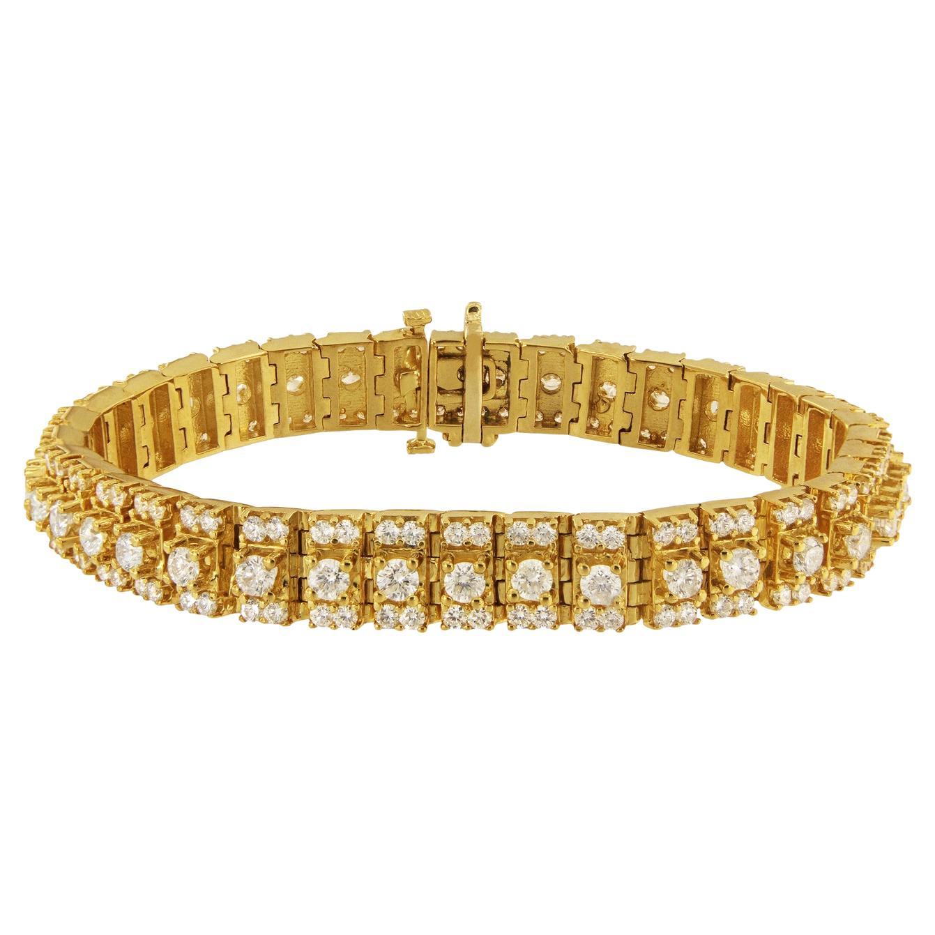 14K Yellow Gold Custom Made Bracelet with Diamonds For Sale