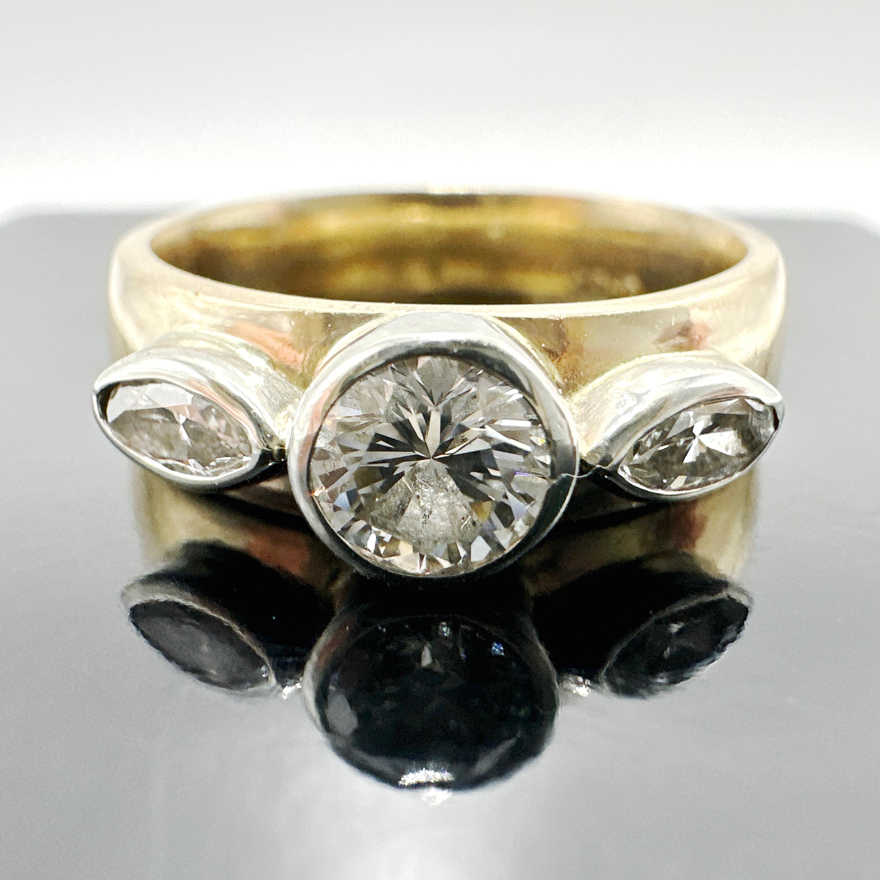 14k Yellow Gold Custom Made Natural Diamond Trinity Ring. 0.81TCW 6