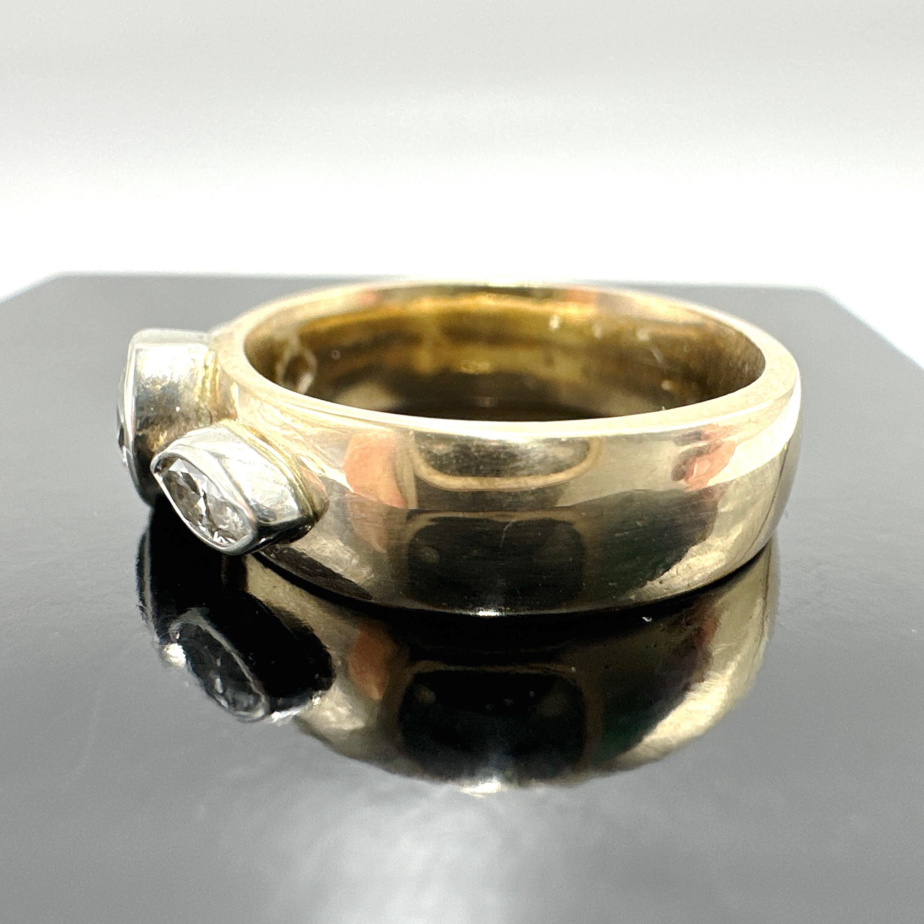 14k Yellow Gold Custom Made Natural Diamond Trinity Ring. 0.81TCW 3