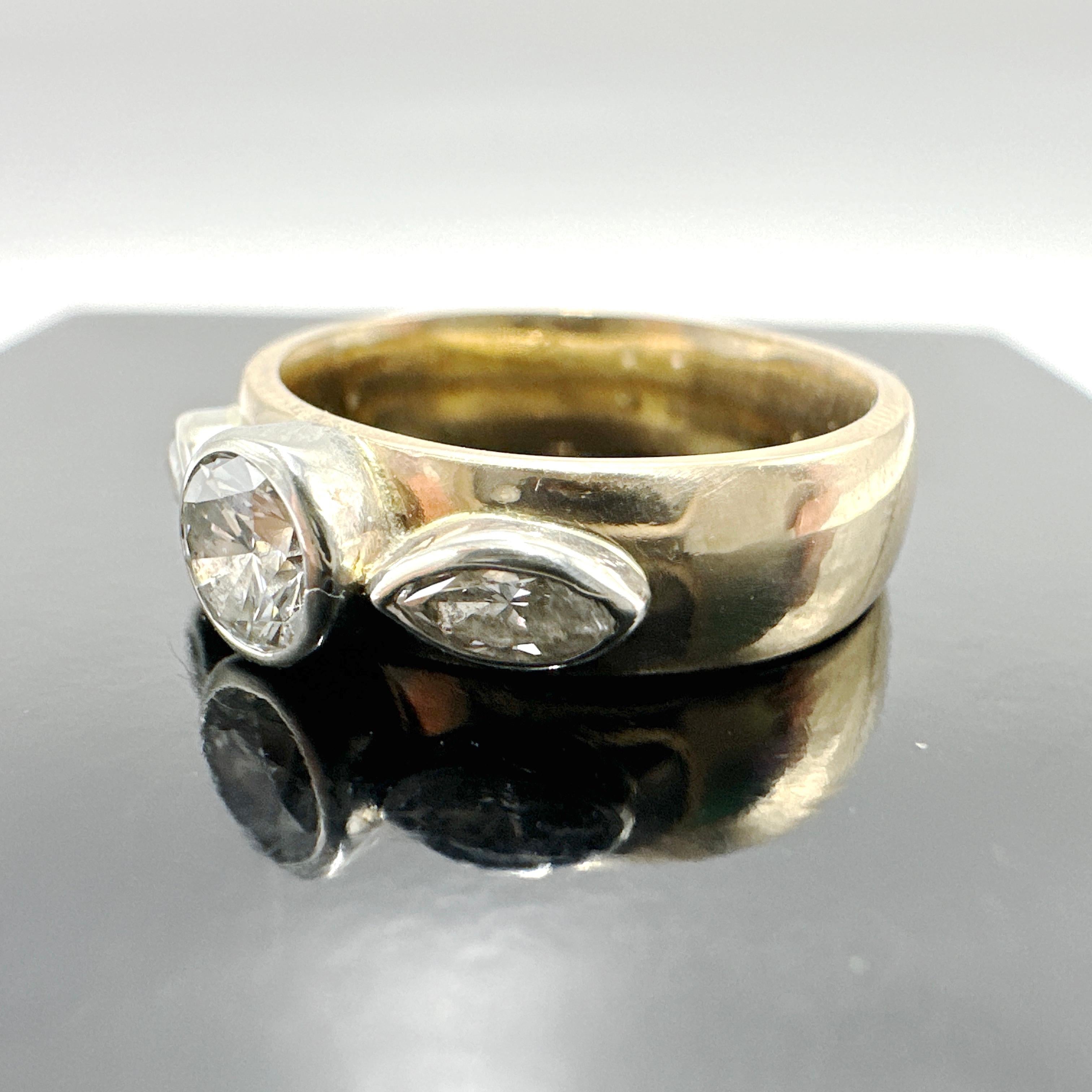 14k Yellow Gold Custom Made Natural Diamond Trinity Ring. 0.81TCW 4