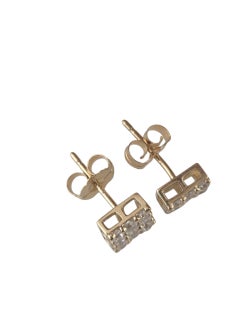 14K Yellow Gold CZ Square Cluster Stud Earrings #23723