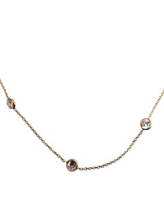 14K Yellow Gold CZ Station Necklace 30.5" #22700