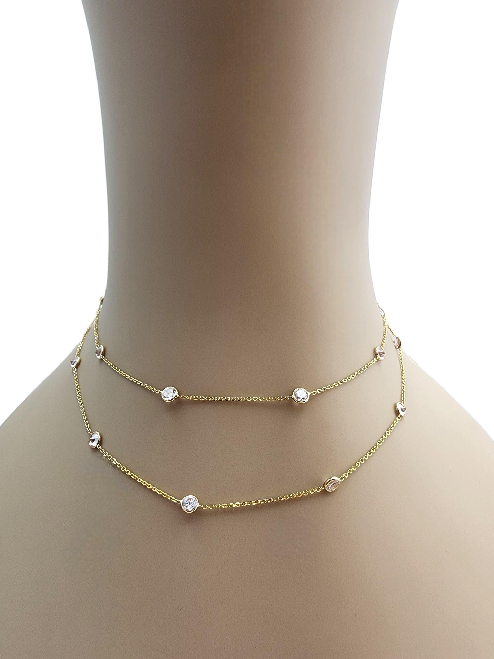 Collana Station in oro giallo 14K con CZ da 30,5